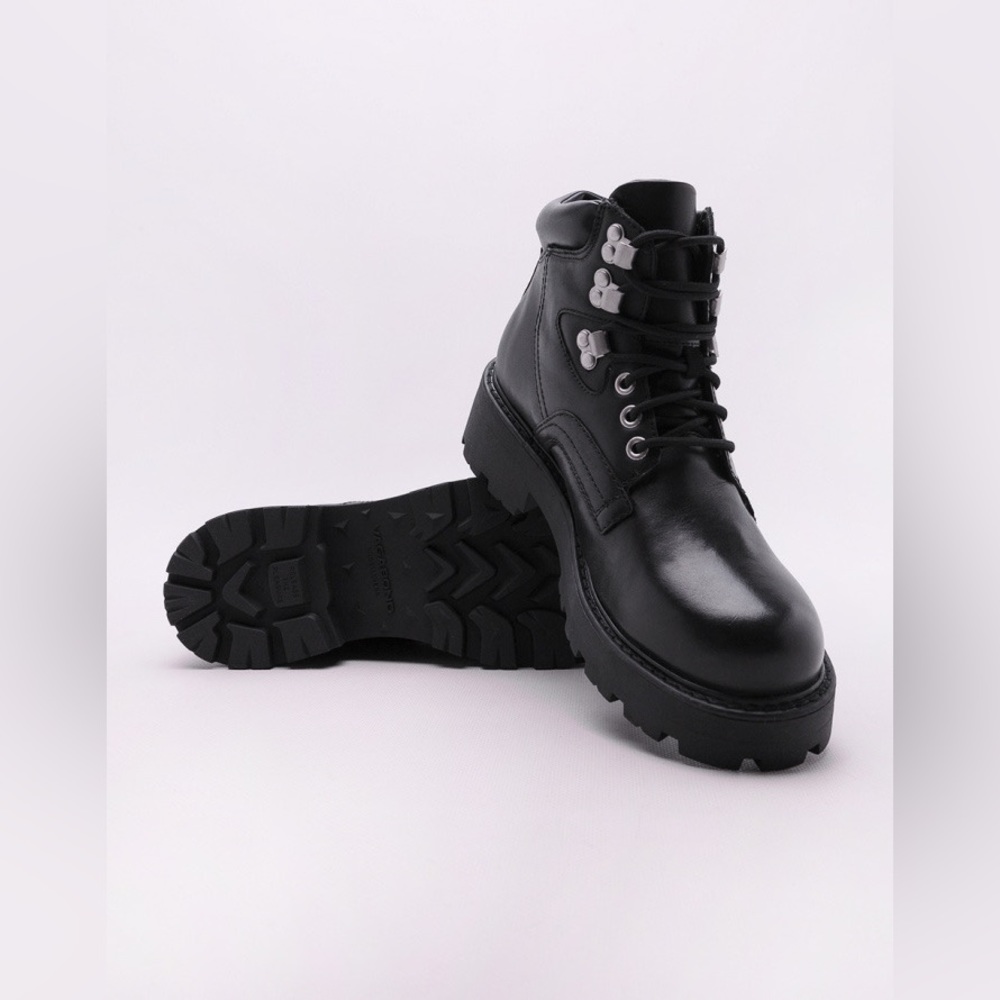 Vagabond Black Leather Combat Boots